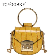 TOYOOSKY Retro Saddle Bag Women Handbag Famous Brand Women Messenger Bags Alligator Leather Round Ring Handle Mini Shoulder Bag TOYOOSKY Retro Saddle Bag Women Handbag Famous Brand Women Messenger Bags Alligator Leather Round Ring Handle Mini Shoulder Bag