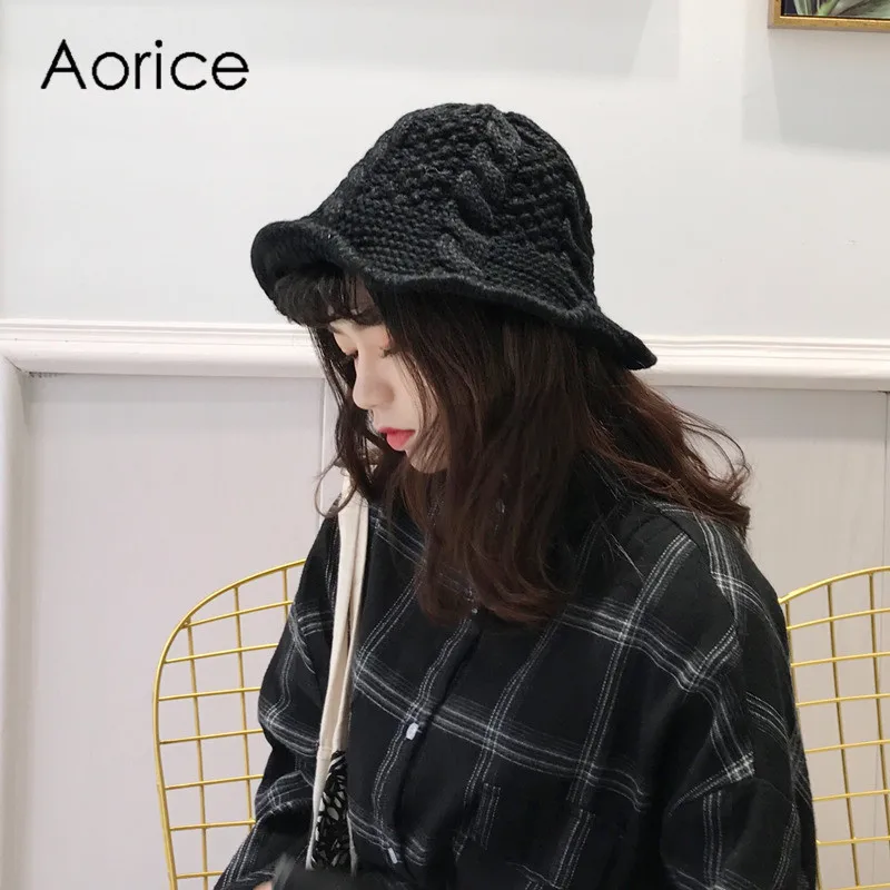 Aorice CF991 2019 New Fashion Knit Fisherman Hat Female Wild Warm Autumn and Winter Pot Cap Wool | Аксессуары для одежды