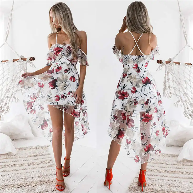  New Fashion Women's Summer Casual Vintage Off Shoulder Boho Flower Lady Beach Summer Sundrss Maxi Dress #4F11  (1)