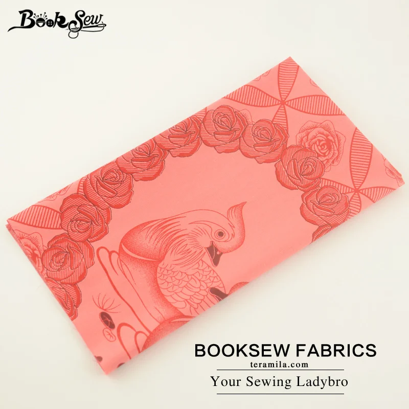 Booksew Red Cotton Twill Fabric Fat Quarter Home Textile Mandarin Duck And Flower Design Sewing Patchwork Bedding Wedding|fat quarters|cotton twill