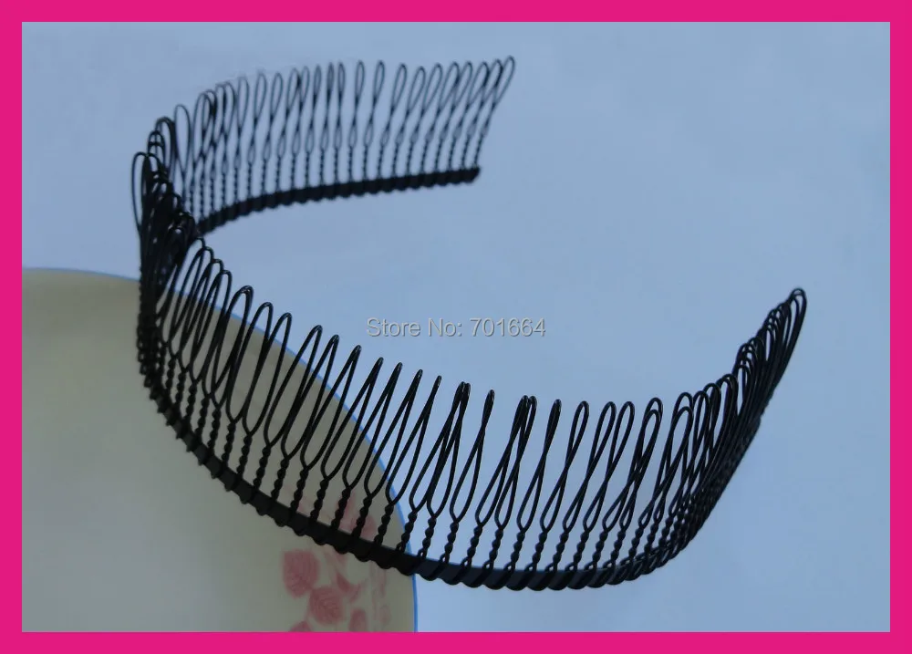 6PCS Black Full Teeth Plain Metal Comb Hair Headbands with 80 piece
