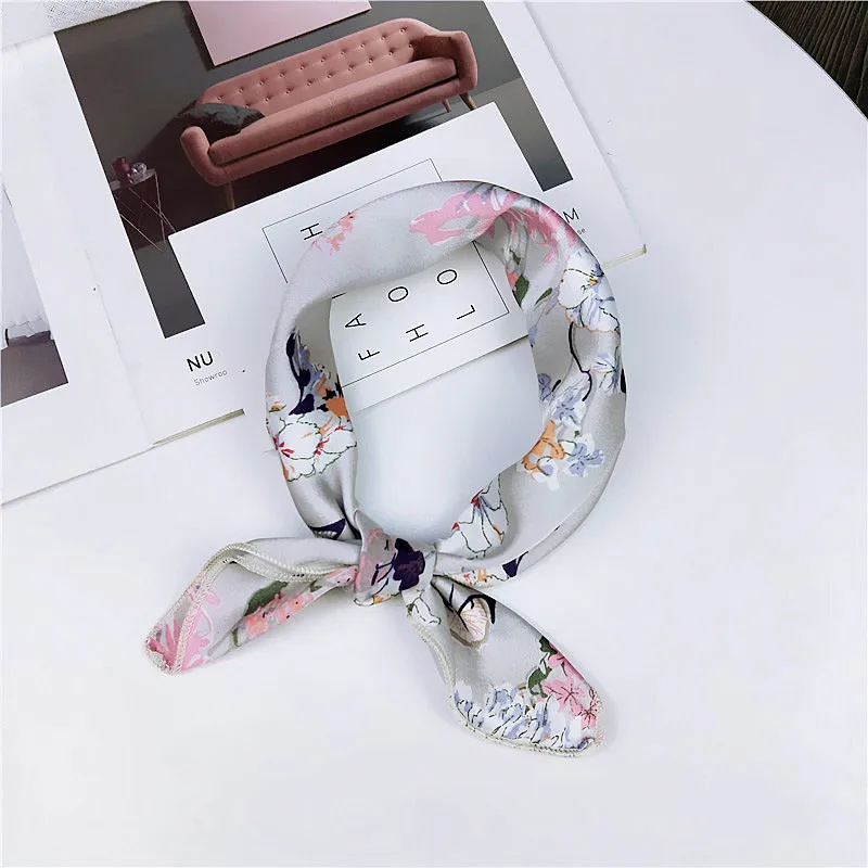 fashion Square Scarf Hair Tie Band Party Women Elegant Small Vintage Skinny Retro Head Neck Silk Satin Scarf, square scarves - Цвет: 26