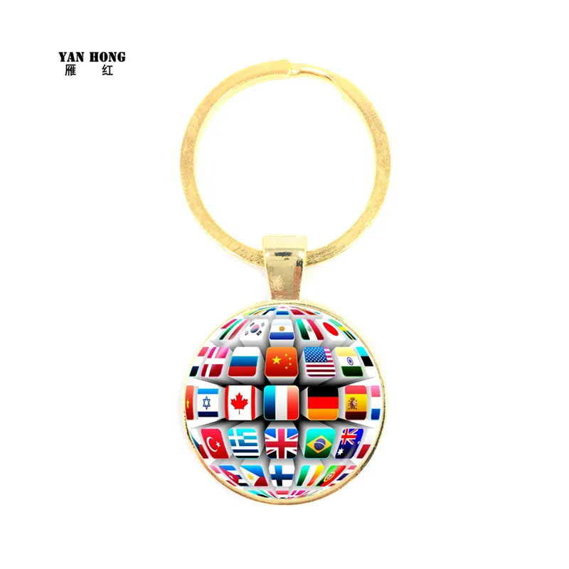 

YANHONG 2019 Fashion crystal glass key chain, flag design.