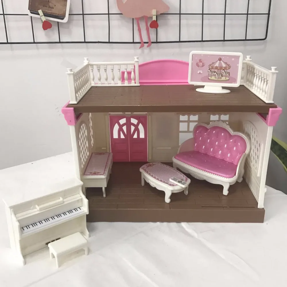 ل الأرنب Sylvanian اكسسوارات أثاث الآيس كريم متجر مخزن الترفيه عطلة مجموعة نتظاهر اللعب DIY هدية المشهد المشهد الطفلة