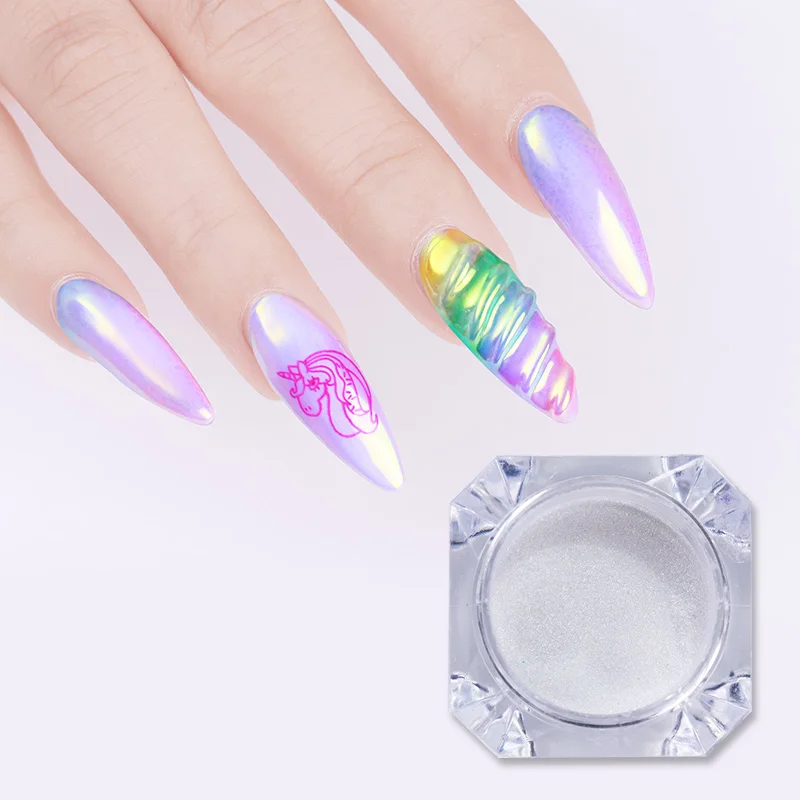 

1 Box Aurora Neon Chameleon Nail Powder Holographic Nail Glitter Mirror UV Gel Nail Art 0.3g Chrome Pigment Powder Decoration