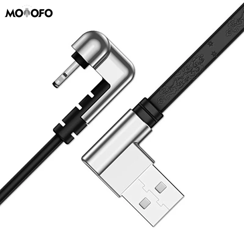 

Gaming Charging Cable Cord 180 Degree Data Cable Line USB Charger Cable Compatible with iPhone 5/6/7/8/X, iPad and iPod- Black