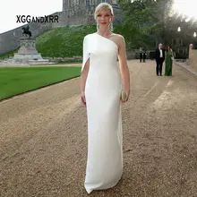 Элегантное Белое сатиновое платье русалки знаменитостей Плиссированное длинное вечернее платье в пол на одно плечо vestido de festa