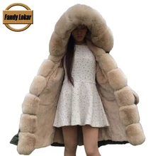 FL Brand 2016 Real Rex Rabbit Fur American Military Parka with Hood Long Women Cmouflage Army Coat with Fur Liner Wadded Jacket