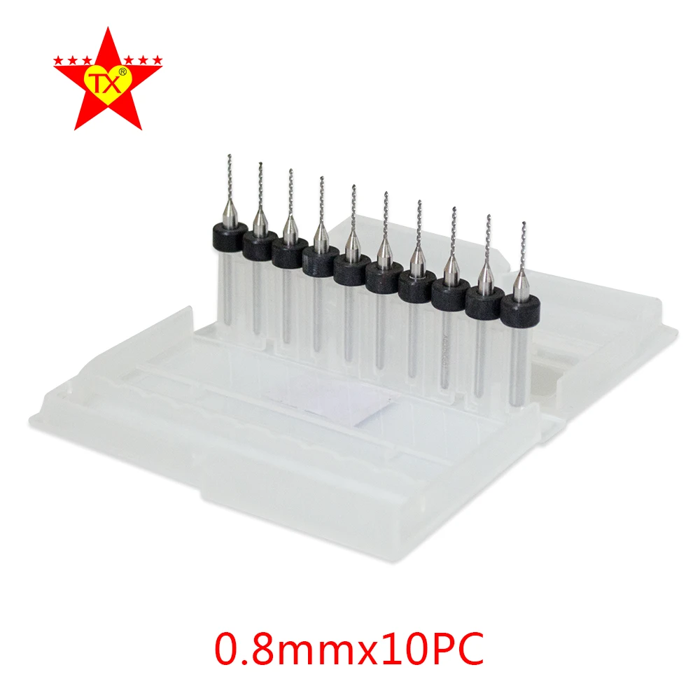 TX 60pcs Mini PCB Drill Bit Instruments Set For Metal 0.8mm CNC Circuit