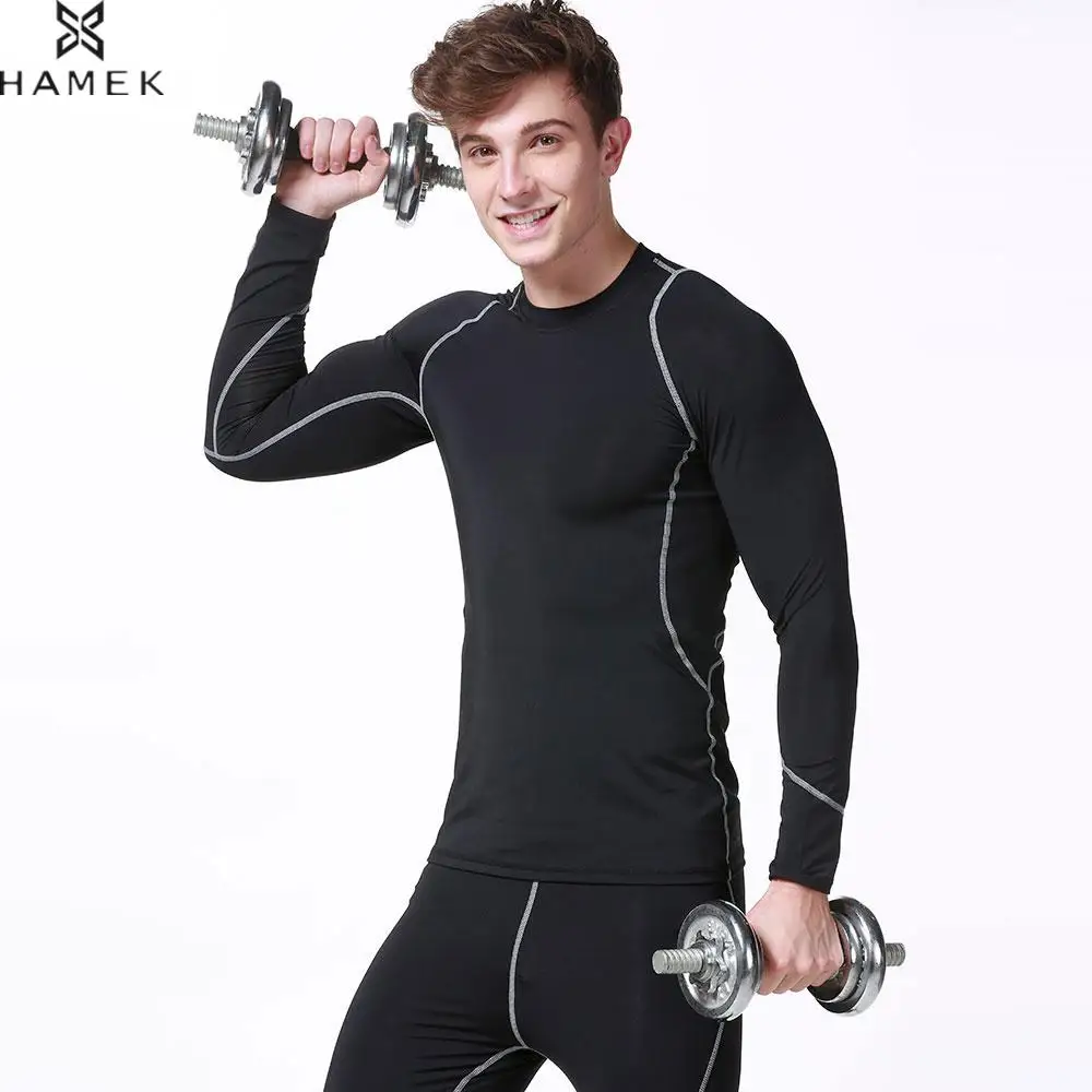 Men Compression Running Shirts Keep Fit Fitness T shirts Long Sleeves