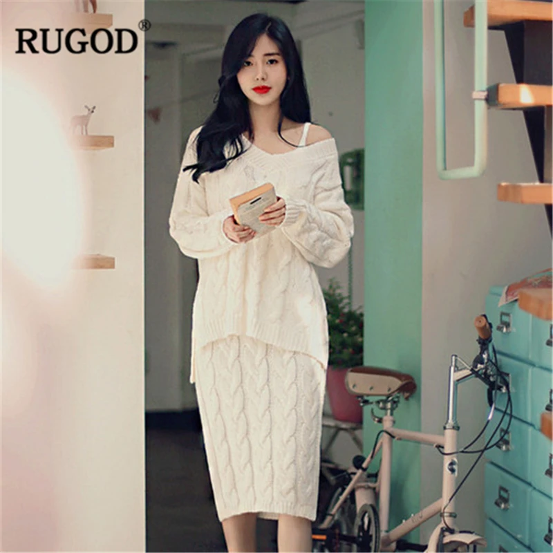 RUGOD 2018 новые женские зимние комплекты свитеров женский свитер с длинным рукавом и