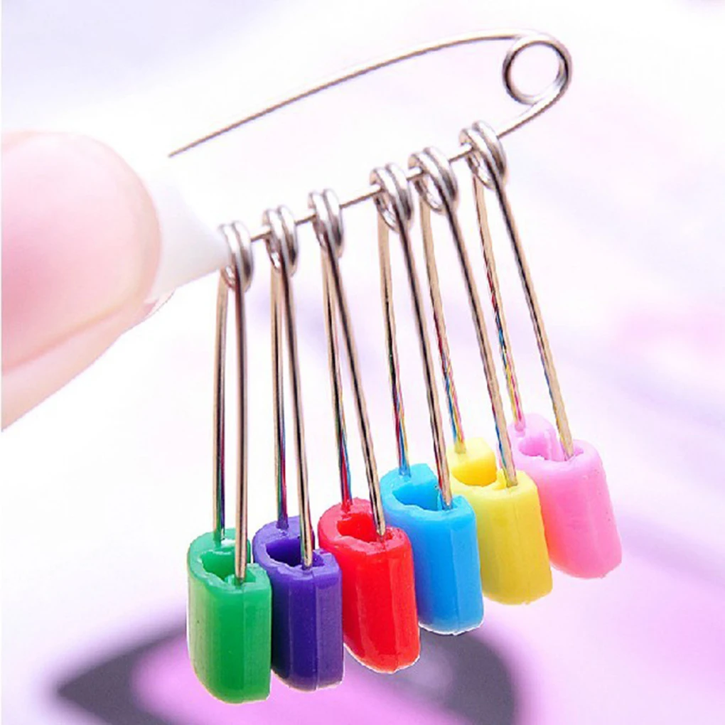 

Multi-purpose Baby Safety Pins Fabric Diapers Garment Repair Child Proof Safety Pin Plastic Head Random Color