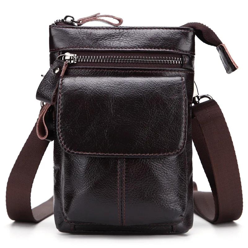 Genuine Leather Bag Men Bags Leather Belt Waist Pack Men Messenger Bags