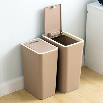 

8L+12L Pressing Cove Trash Can Plastic Rectangle Waste Bin Kitchen Office Toilet Paper Basket Bathroom Living Room Home Dust Bin