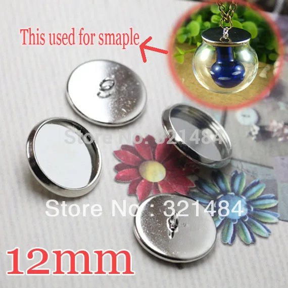 

500pcs Silver plated Caps Covers For glass bottle vials pendant 12mm Blank Base Setting jewelry DIY Wholesale
