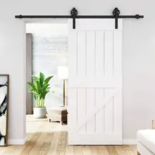 DIYHD TSQ15 Industrial Wheel Sliding Barn Wood Interior Closet Kitchen Door Hardware , Single kit, Black