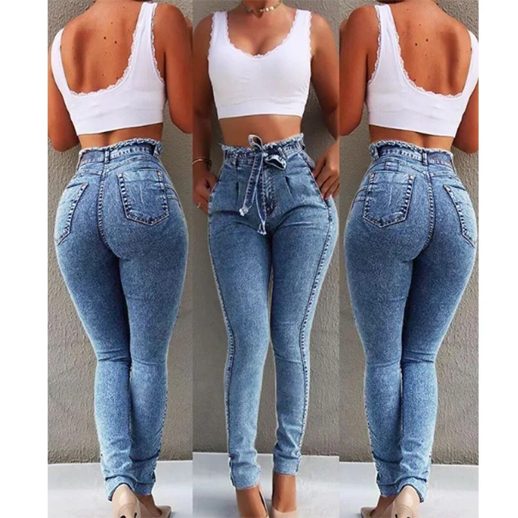 Women Jeans Slim Stretch Denim High Waist Jean Female Tassel Pencil Pant Ankle-Length Slim Trouser Women Jeans Slim Stretch Denim High Waist Jean Female Tassel Pencil Pant Ankle-Length Slim Trouser