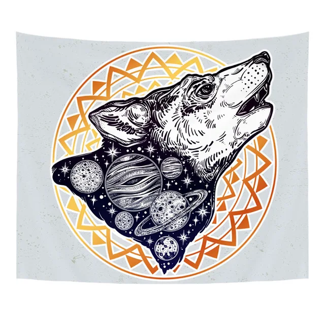 130X150 см Полиэстер Гобелен Мандала Богемия настенный животное Луна волк пистолеты йога коврики пляжное полотенце декор гостиной