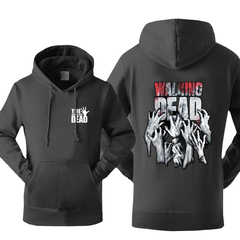 

New Arrival Hoody For Men Sweatshirt 2017 Autumn Winter Fleece Warm Sweatshirts The Walking Dead Print Hip Hop Punk Harajuku Hot