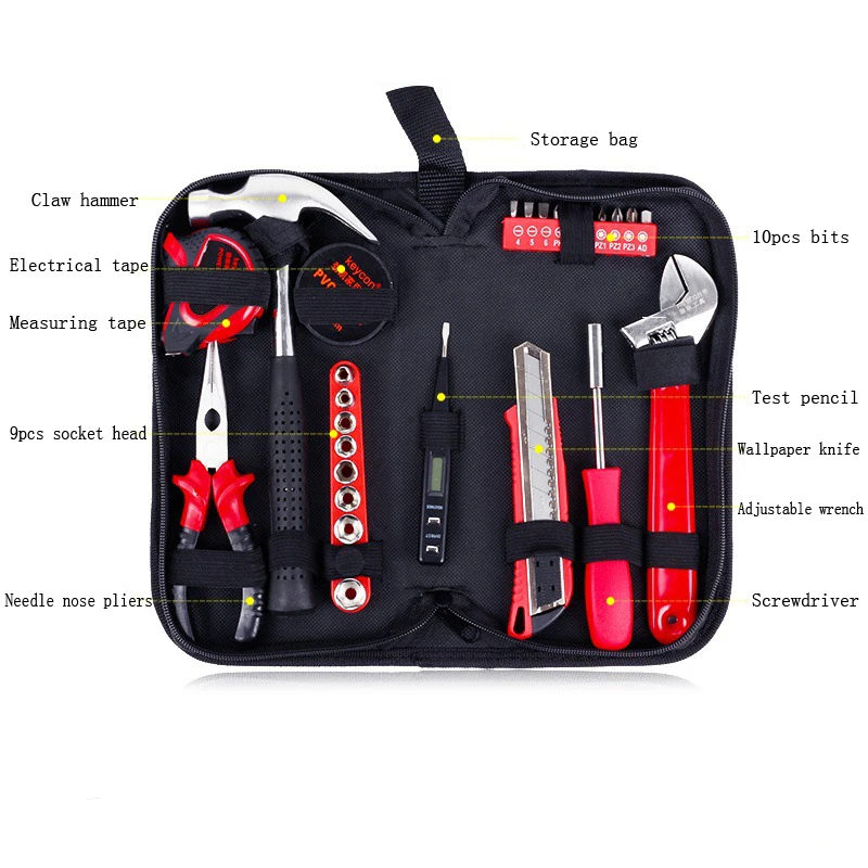 

28 In 1 Combination Tool Set Pliers&Screwdriver Bits&Hammer&Wrench&Tape Measure&Knife Hand Tools for Household