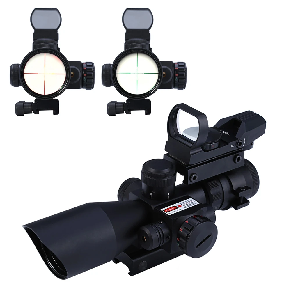 

2.5 - 10X40 Hunting Tactical Riflescope Red / Green Laser Dual Illuminated Scope Mil-dot Rail Mount