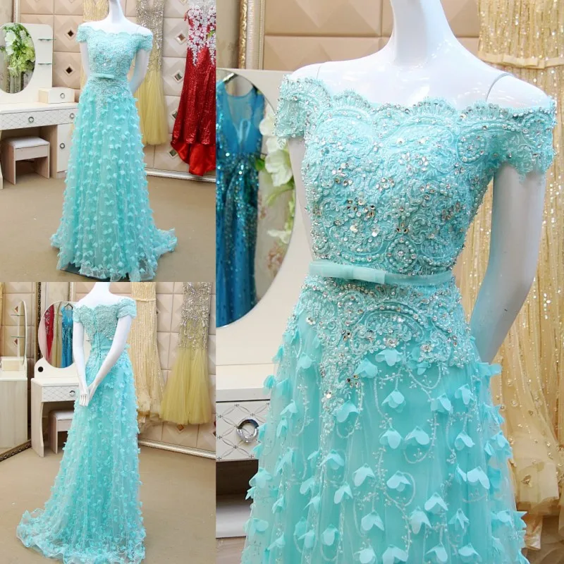 

A line Crystal Beading Flowers Sexy Long Evening Dress QUEEN BRIDAL Elegant Party Dress Custom Made robe soiree 2017 ZX18