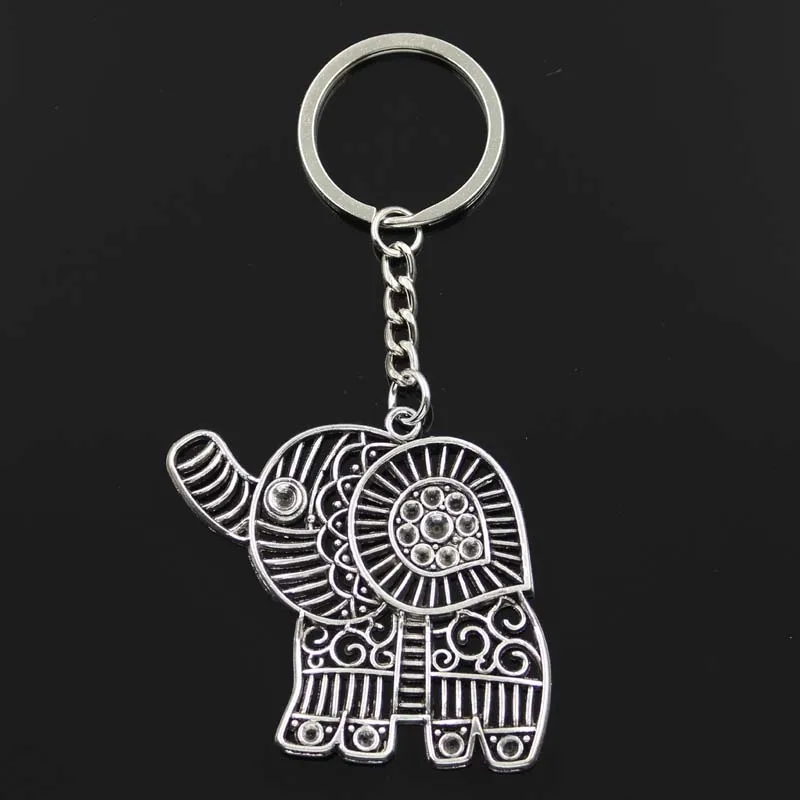 

New Keychain 51x53mm hollow elephant Pendants DIY Men Car Key Chain Ring Holder Keyring Souvenir Jewelry Gift