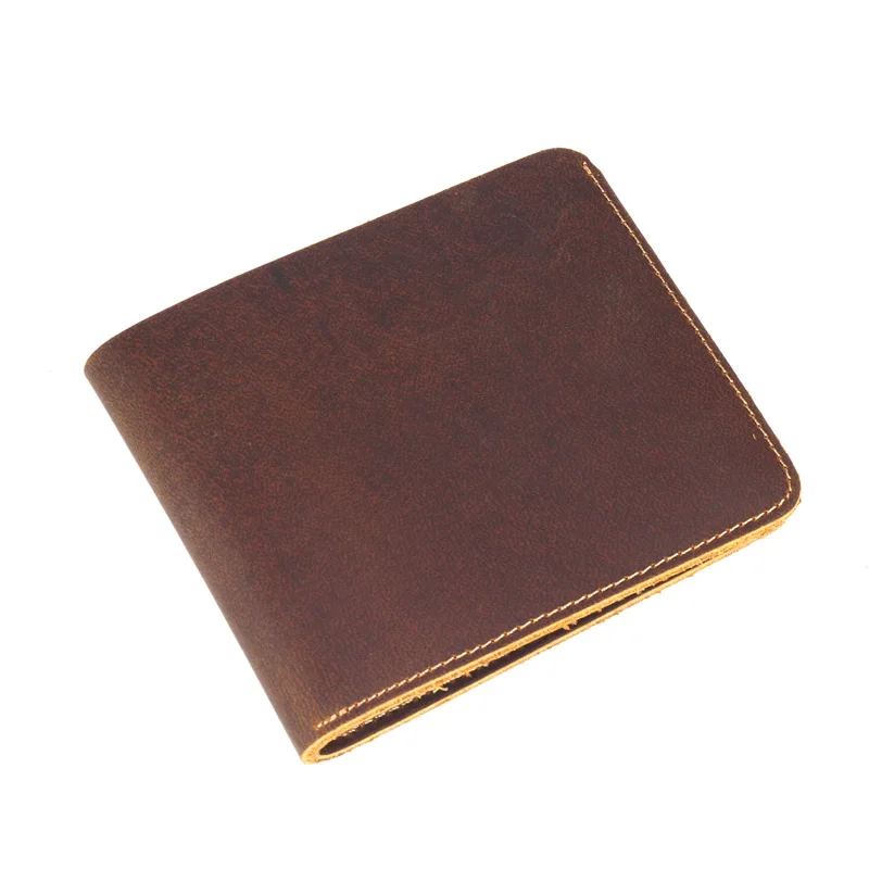 

Crazy Horse Leather Men Wallets Retro Short Handmade Purse Designer Small Credit Card Wallet Purse Money Male Clutch 2017 New