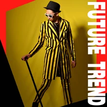 M-6XL! певец из ночного клуба DSDJ желтые и черные полосы в британском длинном костюме бар платье