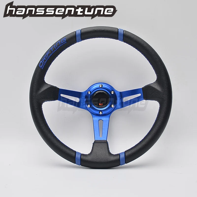 

NEW PVC Steering wheel Racing Leather Steering wheel Universal 350MM 14inch with Bule color