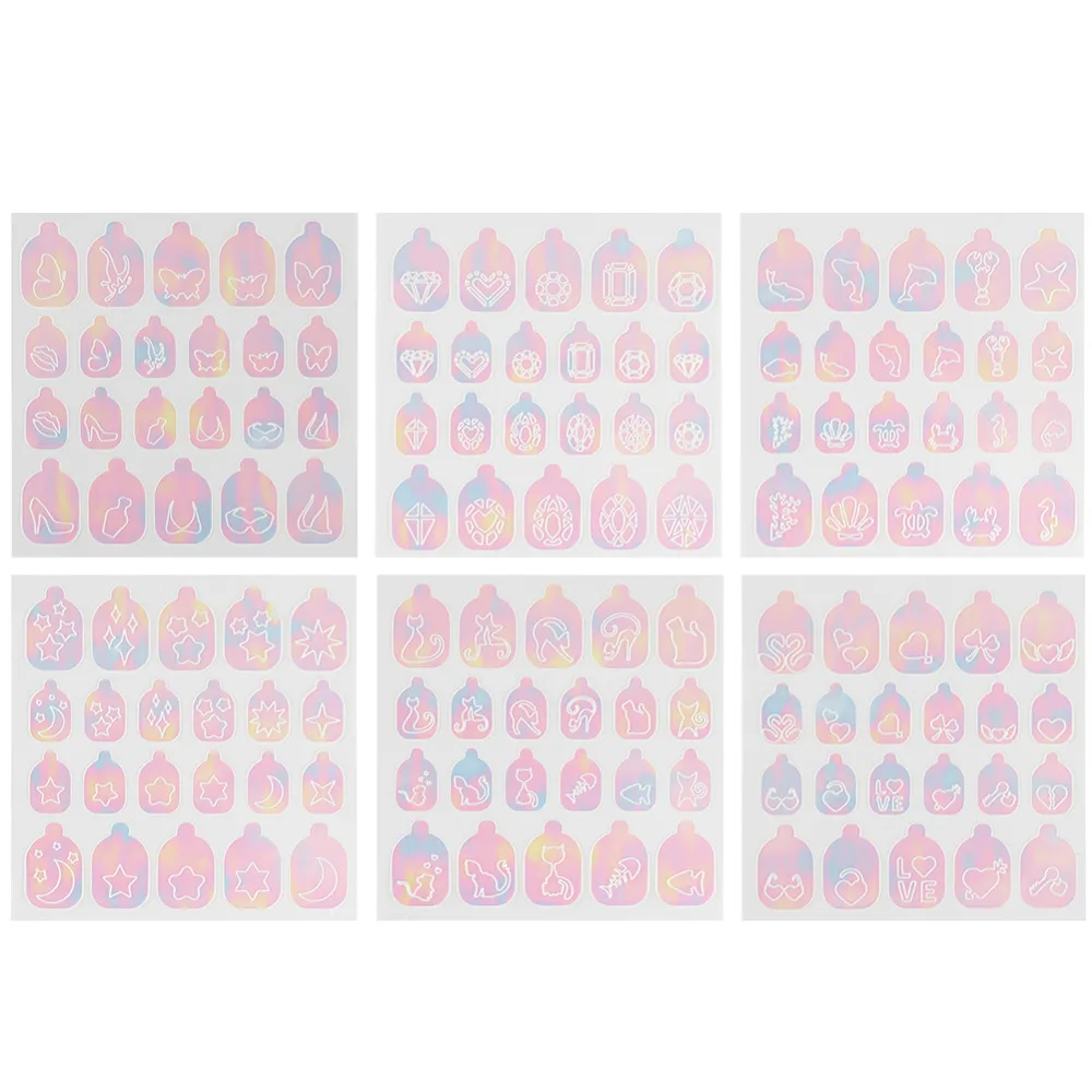 

ELECOOL 6pcs/12pcs/18pcs/24pcs Mixed Design Nail Art Hollow Stickers Decals Stencil DIY Manicure Accessories