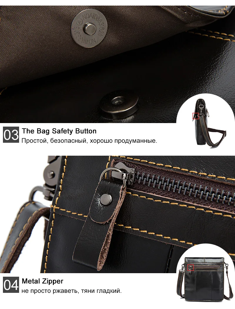 6 men genuine leather bag