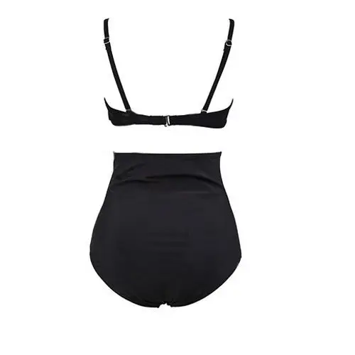 2019 hirigin nuevo verano Sexy mujer Bikini Set Bandeau push-up sujetador negro sólido traje de baño trajes de baño