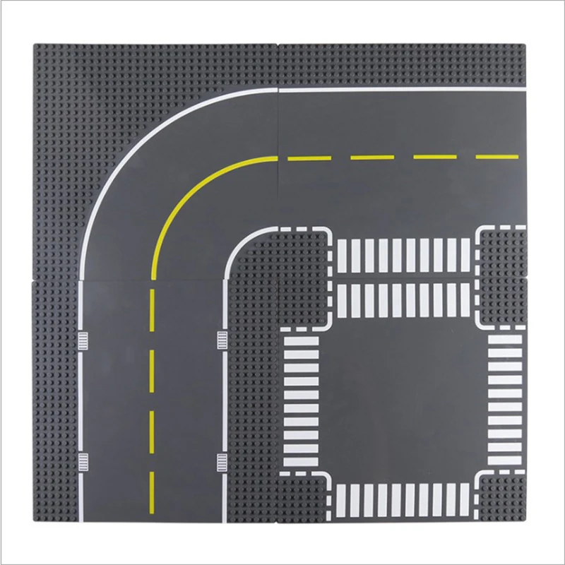 Plaque Legoed lepins Building floor Road Plate Straight Crossroad Curve T-Junction Compatible Legoing Brands Building Blocks Toy Plaque Legoed lepins Building floor Road Plate Straight Crossroad Curve T-Junction Compatible Legoing Brands Building Blocks Toy