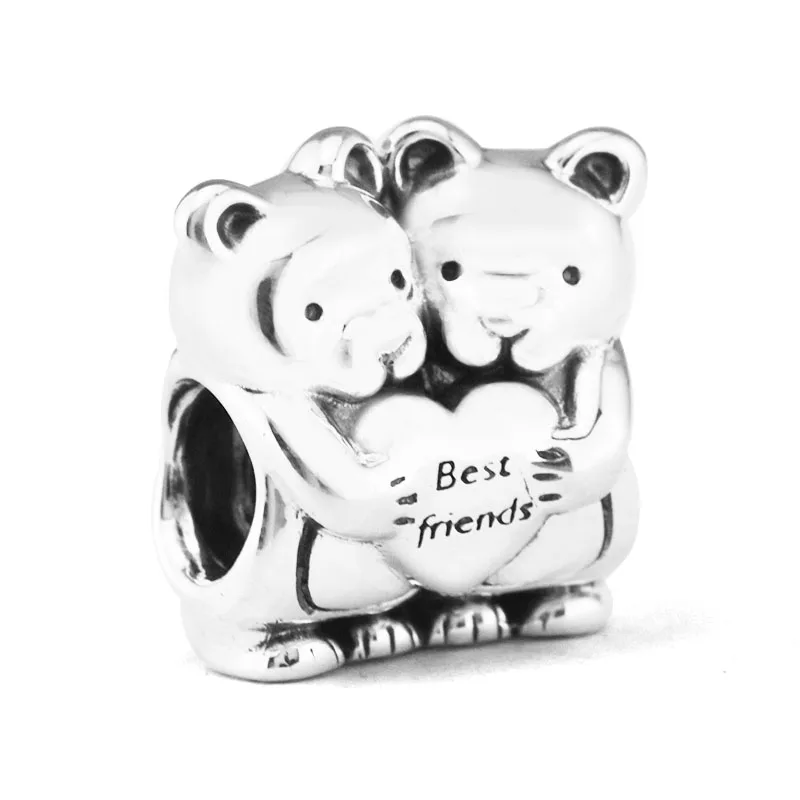 

CKK 925 Sterling Silver Best Buddies Friends Charm Beads Fit Pandora Bracelet Necklaces Charms Diy Jewelry Making