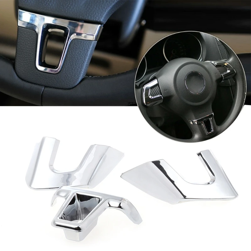 

ABS Chrome Steering Wheel Trim Cover For VW Golf 6 MK6 Polo For Jetta MK5 Bora Sagitar