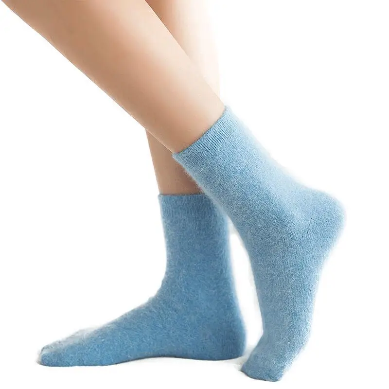 Women's Thick Angola Rabbit & Merino Wool Winter Fashion Socks - Cozy and Warm, Large Size