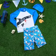 Funfeliz/купальный костюм для серфинга для мальчиков коллекция года, детский купальный костюм с шапочкой для плавания, купальник-Акула с героями мультфильмов для детей, От 1 до 13 лет купальный костюм для мальчиков