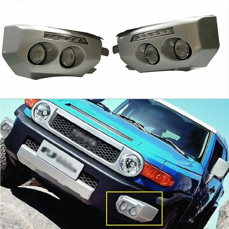 2 Pcs 12v Led Drl Daytime Running Lights Fog Lamp Fit For Fj