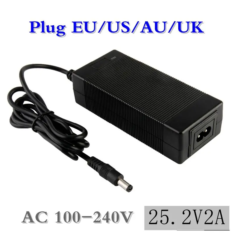 

1 PC best price 21.6V 22.2V 2A DC 25.2V three-stage charger for 14500, 14650, 17490, 18500, 18650, 26500 polymer lithium battery