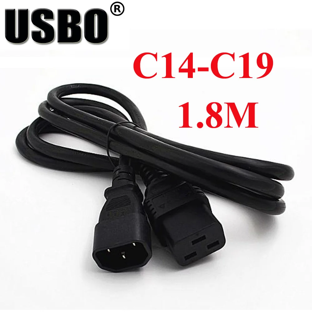 Черный 1 8 м пвх медь CE сертифицированный IEC320 C14 к C19 удлинитель 16A высокое качество