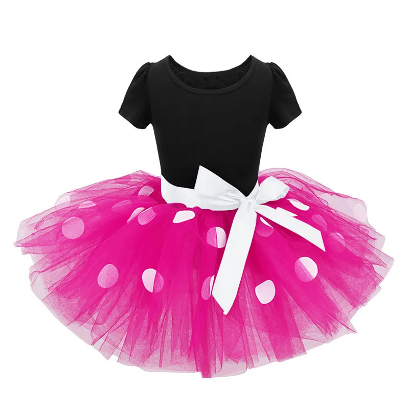Новое летнее детское платье праздничный костюм принцессы с Минни Маус Одежда для младенцев Одежда для малышей в горошек платье-пачка для девочек на день рождения