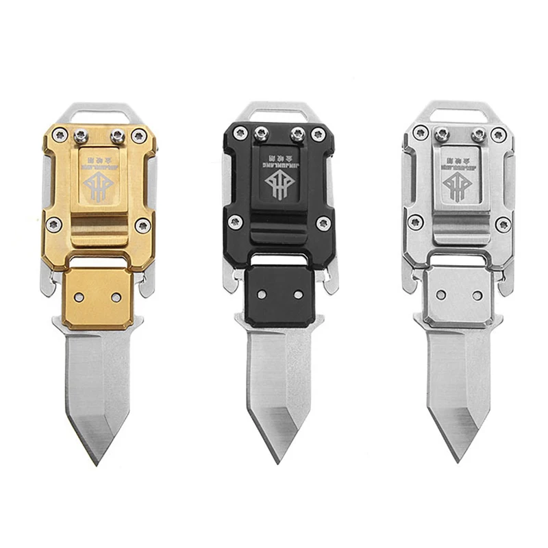 Mini Transformed Gold Multifunction Straight Knife Portable Key Knife Portable Necklace Knifein
