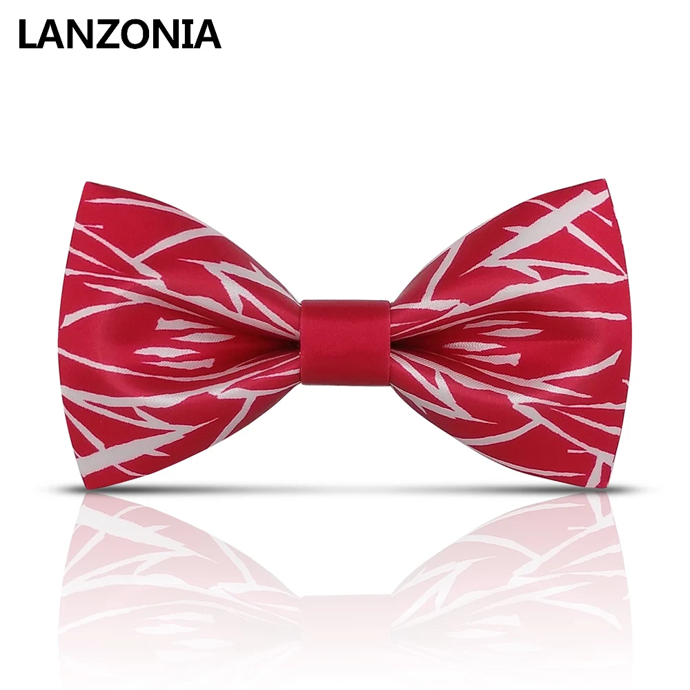 Lanzonia мужской свадебный галстук дизайнер красная полоса галстук-бабочка