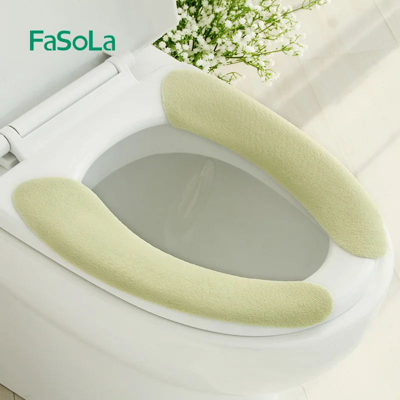1 Pairs Sticky Toilet Mat Soft Warm Toilet Seat Closestool Pad Washable