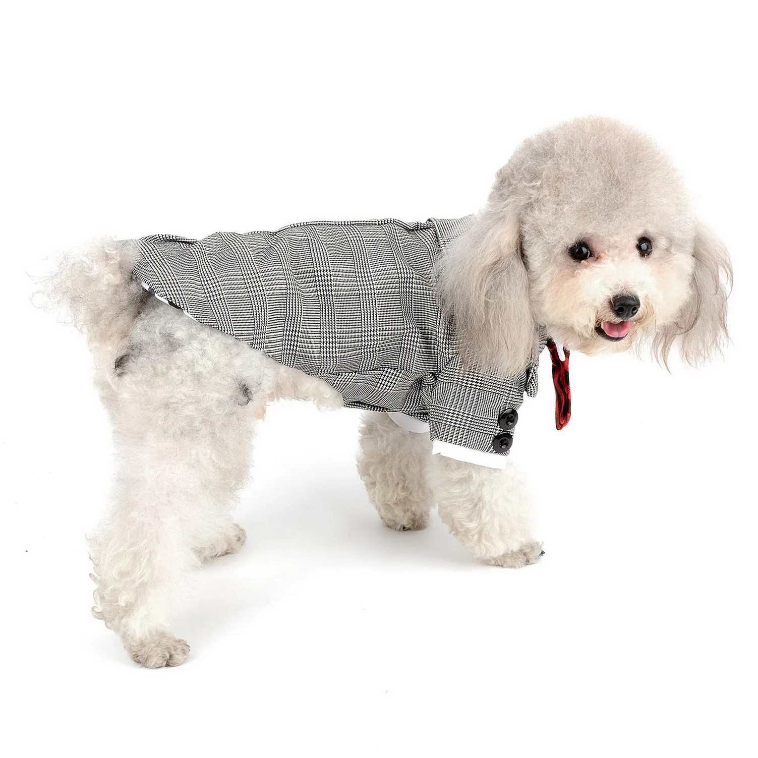 Маленькая собака смокинги Pet Клетчатый костюм щенок праздничная одежда с галстуком Формальное Джентльмен Одежда Cat рубашка для смокинга