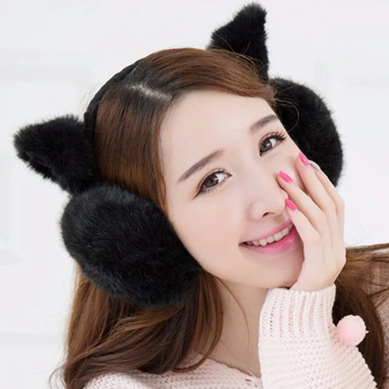 New Fashion Rabbit Winter Earmuffs For Women Warm Fur Earmuffs Winter Warm Ear Warmers Gifts For Girls Female Free Shipping