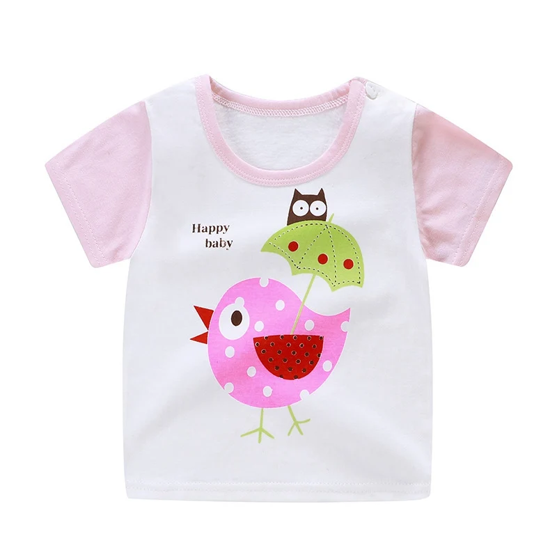 Летняя детская футболка для маленьких мальчиков милые футболки с короткими рукавами и рисунком для маленьких девочек детская футболка из хлопка топы с круглым вырезом - Цвет: Style 2