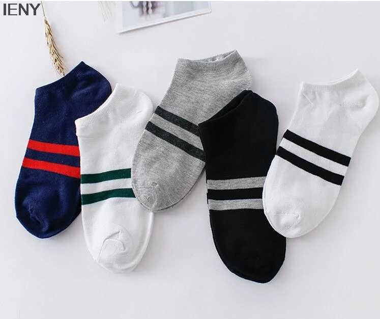 

IENY Spring and summer men's two bar socks thin men's boat socks shallow mouth invisible boat socks