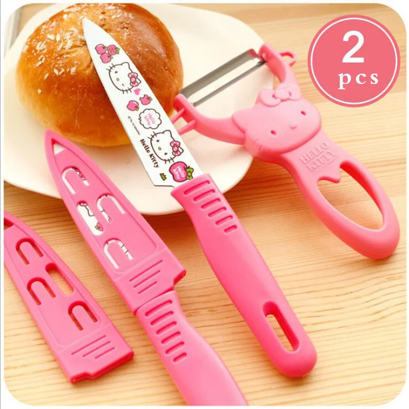 

Kitchen Gadgets Tools Pink Cat Neko Hello Kitty Pattern Fruit Knife and Peelers Cute Kawaii Tools Gift for Friends